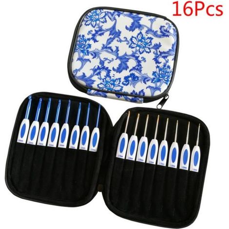 Ferri da maglia comfort, set di uncinetti con impugnatura ergonomica, set di 16 uncinetti comfort