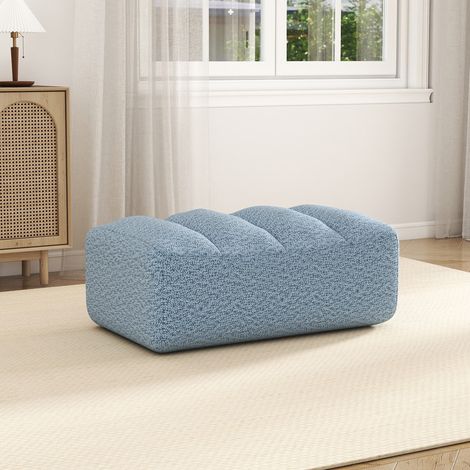 Pouf Ottoman Modulaire de Salon en Polaire Granulée Bleu 104 x 61 x 45 cm -PANGIVO (1/5)