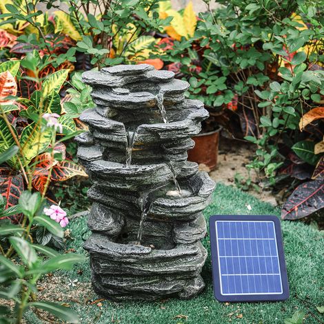 Solar Powered Outdoor Garden LED Slat Falls Woodland Water Feature (1/5)
