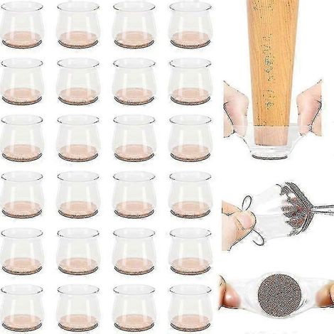 Protections pour pieds de chaise, 24 coussinets en silicone épais avec patins en feutre, protections rondes/carrées pour pieds de chaise, adaptées aux pieds de chaise et de table. (1/5)