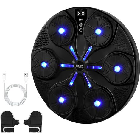 Machine de Boxe Musicale, Bluetooth Music Boxing Machine Mural avec LED lumière et Gants de Boxe, 8 Modes et Vitesse, pour L'EntraîNement de Boxe des Enfants et des Adultes à la Maison (1/5)