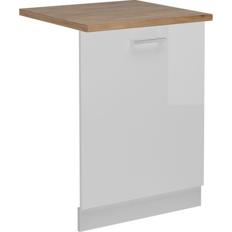 Panneau de lave-vaisselle R-Line, Blanc Haute brillance, 60cm , PT Chêne, Vicco