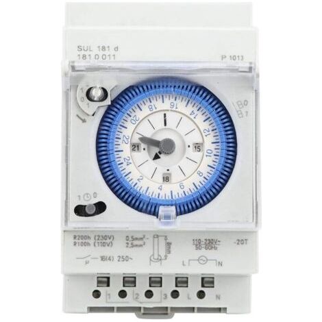 Minuterie analogique avec moteur synchrone et programme journalier, minuterie, 12VAC/DC,16A (1/5)