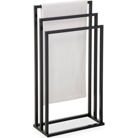 Idimex – Porte-serviette noir en métal laqué – 3 barreaux à différentes hauteurs – Design moderne – Dimensions 84 x 45 x 21 cm