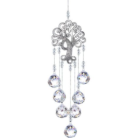 Attrape-soleil Arbre de Vie en métal avec boule prismatique en verre suspendue (1/5)
