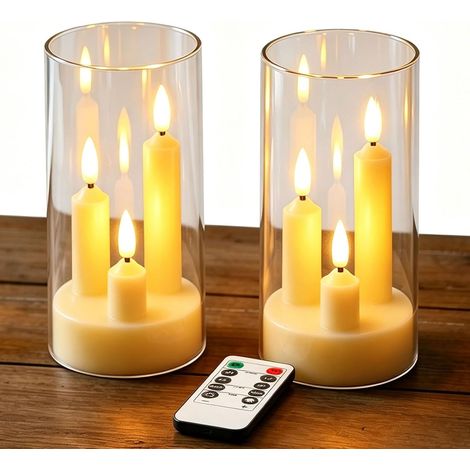 (2 LED-Kerzen), flammenlose Kerzen, mit Fernbedienung, realistischer Flammeneffekt, batteriebetrieben, geeignet für die Innendekoration. (1/5)