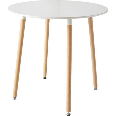 Wokaka Tavolo da pranzo rotondo scandinavo - per 2-4 persone - Gambe in legno di faggio - L80H74CM