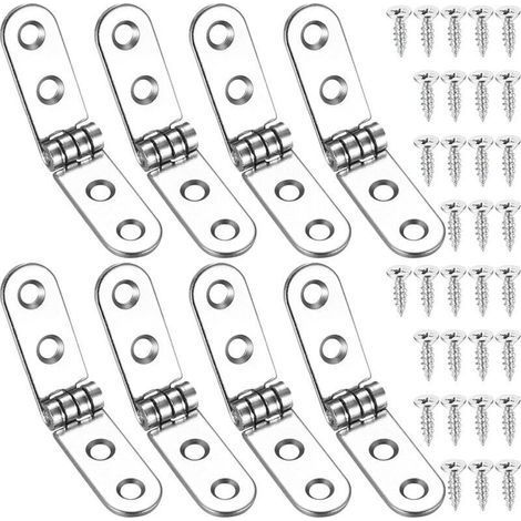 8 Pcs 180 Degree Folding Hinges, Flip Hinges, Freestanding Door Hinge for Sewing Machine, Folding Table, Kitchen Furniture, Cabinets, Doors (1/4)