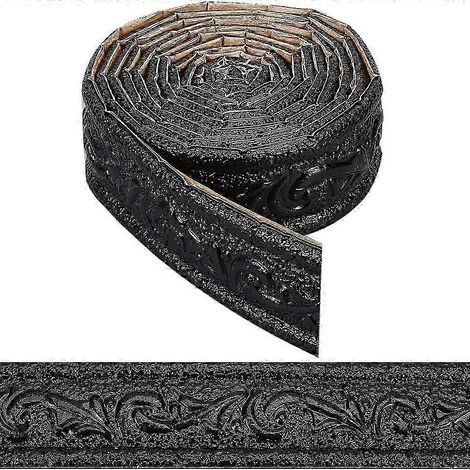 CRASPIRE Bordure de papier peint autocollante 23 m x 45 cm, moulure en mousse flexible, autocollante, plinthe noire, bordure murale décorative 3D adhésive. (1/5)