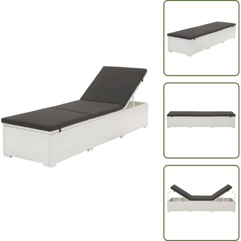 Sonnenliege mit Auflage Poly Rattan Weiß - Sonnenliege - Gartenliege - Rattanliege - Outdoor Möbel - Poolliege (1/5)