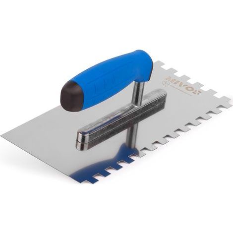 Notched Trowel, Stainless Steel, 10x10 mm Teeth, Non-Slip Handle, For Tiles and Concrete (1/5)
