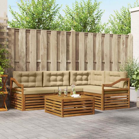 vidaXL Outdoor-Sofagarnitur mit Kissen 5 pcs Natur und Beige (1/5)