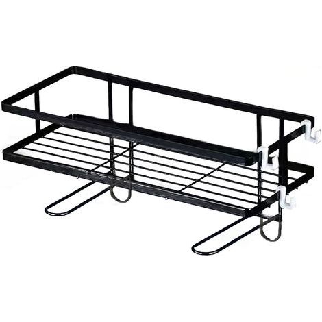 Étagère de toilette épaisse, imperméable, grande capacité, Installation sans clous, fer sur la salle de bain, organisateur monocouche noir (1/5)