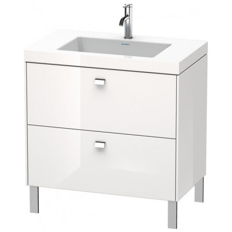 Duravit Brioso meuble lavabo c-collée avec socle sur pied 80,0x48,0 cm, 2 tiroirs, sans trop-plein, avec trou de robinet, sans trou de robinet, Couleur (avant/corps): Taupe Matt Décor, Poignée Taupe Matt - BR4701N9191