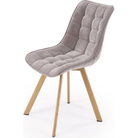 Chaise grise en tissu, pieds en métal style bois Liberta (1/5)