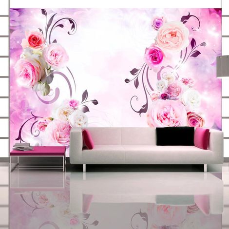 Papier peint variantes de roses - 150 x 105 cm (1/4)