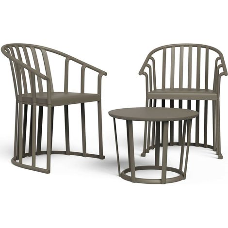 Sillas con brazos y mesa Raff Resol plástico marrón (Pack de 2+1) (1/5)