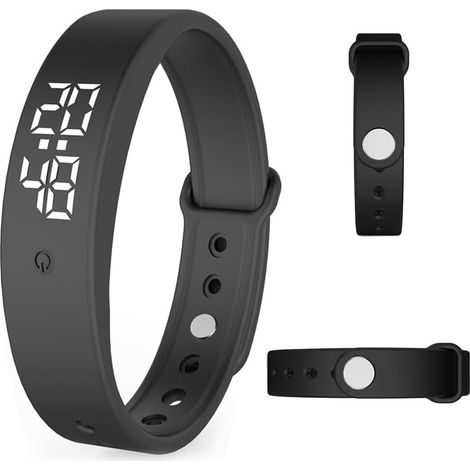 Montre Vibrante - Réveil À Vibration Silencieuse - Minuteur Et 6 Rappels Programmables - Pour Enfants Adultes Et Séniors - Noir