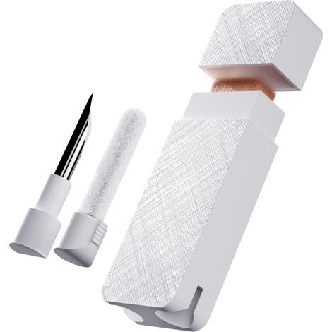Pratico kit da viaggio per la pulizia delle cuffie, multifunzionale, bianco, 3 in 1 (1/5)