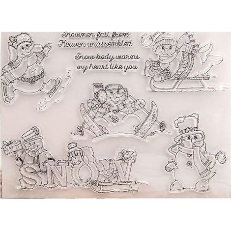 Tampons en silicone Bonhomme de neige de Noël, Fond décoratif (1/4)