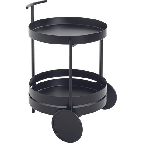 Chariot de cuisine, desserte en métal coloris noir - diamètre 42 x hauteur 62 cm (1/4)