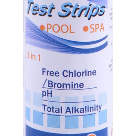 Bandes de test de la qualité de l'eau des piscines : valeur du pH, acidité/alcalinité, dureté totale, chlore et plus encore (bandelettes de test 3 en 1). (1/5)