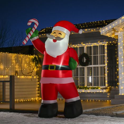 Père Noël gonflable avec éclairage LED, comprenant un gonfleur, des haubans, des piquets et des sacs de sable, 140 cm x 85 cm x 250 cm (1/5)