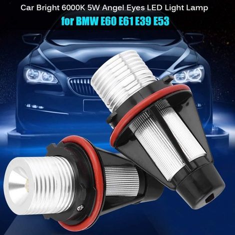 Lámpara Angel Eye para BMW - 2 piezas - Luz brillante para coche 6000K - Bombilla LED de 5W para E60 E61 E39 E53 (1/5)