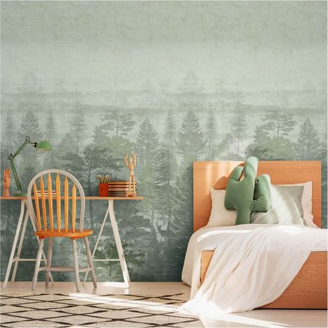 Photo wallpaper wall Profhome 770691 non-woven wallpaper smooth with forest motif matt green olive green pastel green 1,59 m x 2,8 m (1/5)
