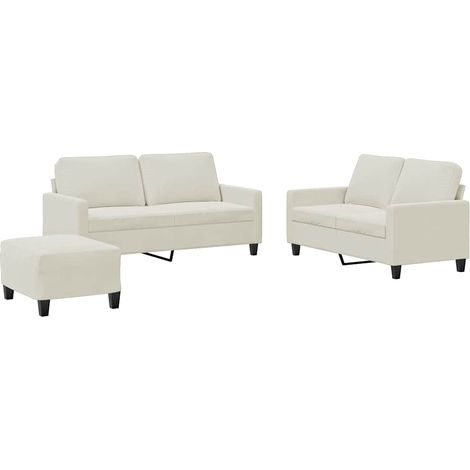Maison Exclusive - Ensemble de canapés 3 pcs avec coussins Crème Velours (1/5)