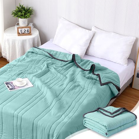 Couette Fraîcheur - 98% Coton 2% Élasthanne - 150x200 cm - Pour Dormir Au Fresco En Été - Couette Légère Anti-Transpiration - 1 Pièce (1/5)