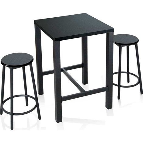 Set tavolo con due sgabelli nero (1/2)