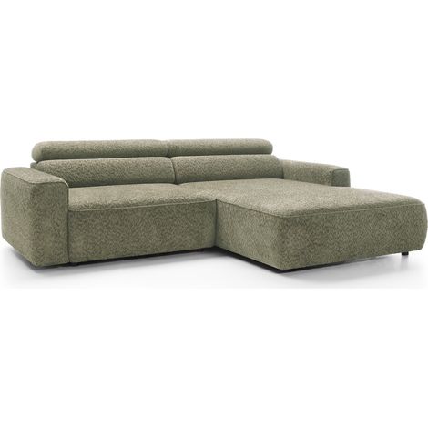Selsey Fando – Ecksofa mit elektrischem Sitzauszug, Ottomane rechts, Chenille Salbeigrün (1/5)