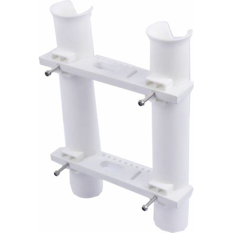 Double fishing rod holder made of nylon plastic with 2 tubes, fishing rod support, black and white double fishing rod holder for boats and yachts, white double fishing rod holder.--DTEKGAZ