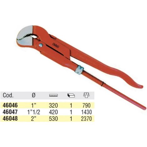 GIRATUBI OMMA GANASCE A 45°  DIAMETRO 2" -  LUNGHEZZA TOTALE 530 MM