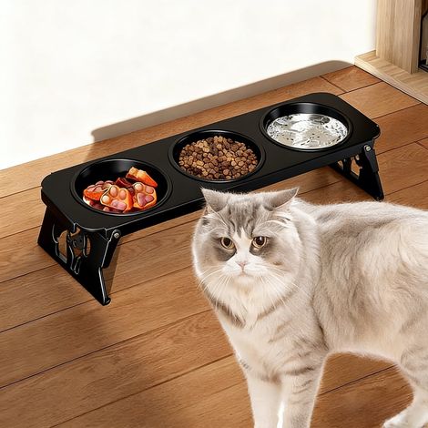 Erhöhte Hundenäpfe, kleine erhöhte Hundenäpfe mit Edelstahl-Futternäpfen und faltbare Futterstationen für Katzen und Hunde. (1/4)