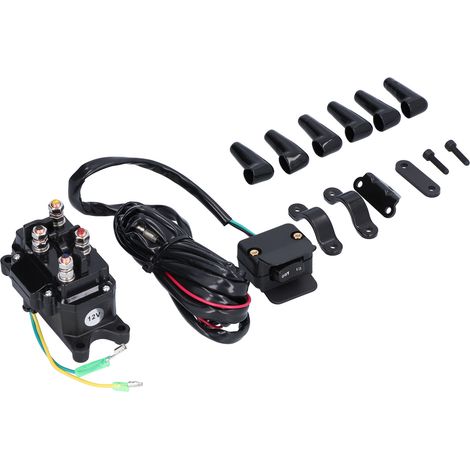 Kit treuil 12V 250A avec relais solénoïde, interrupteur et supports pour véhicules tout-terrain ATV/UTV.
