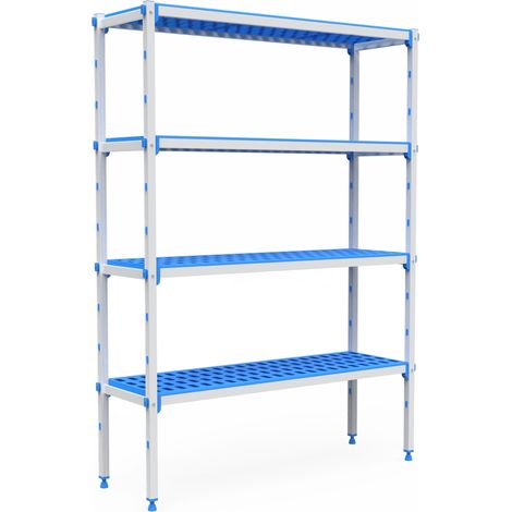 Rayonnage Aluminium 4 Niveaux Compatible Bac GN 2/3 -  L 2060 à 3265 mm - Pujadas