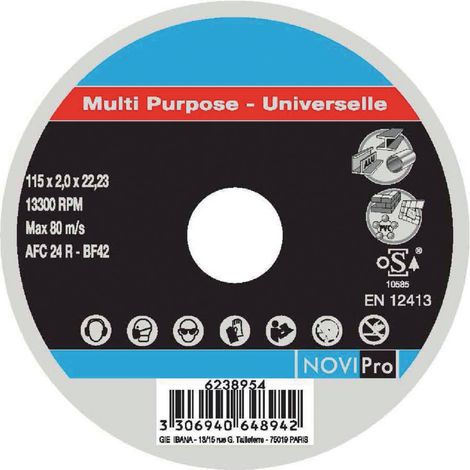 disque à tronçonner - métaux et matériaux - diamètre 125 mm - novipro 66253371298