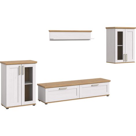 Verona Regal System 4 Teile weiß, Eiche Dekor.