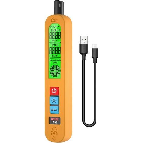 BSIDE G2 Détecteur de Qualité de L'Air Formaldéhyde HCHO TVOC Rechargeable Portable Alarme Sonore Automatique Affichage LCD Intérieur et (1/2)