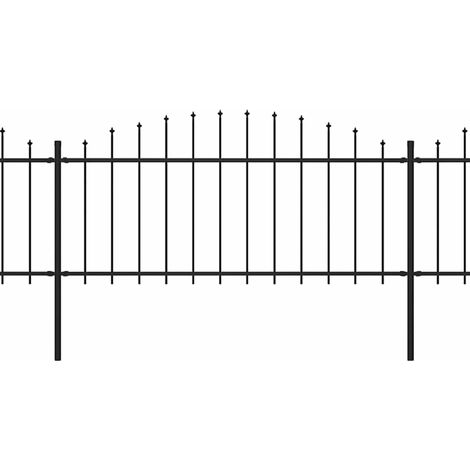 Clôture de jardin, Barrière de jardin à dessus en lance Acier (0,5-0,75)x10,2m Noir CFW58096 (1/5)