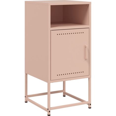 Maison Exclusive - Mesita de noche acero rosa 36x39x78 cm