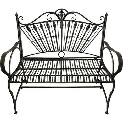 111cm Decorative Metal Garden Bench - L11 x W61 x H104 cm - Blue/Gold