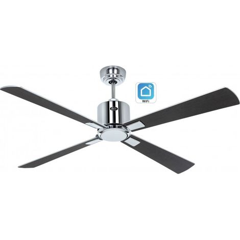 Ventilateur de plafond 132cm avec WiFi CasaFan ECO NEO III 948242W Chrome brillant/argent et moteur Wenge (1/5)