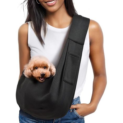 Borsa per il trasporto di cani di piccola taglia - Guinzaglio e marsupio classici - Borsa per il trasporto di gatti a mani libere con cinghie extra larghe e comode per animali domestici di peso compre (1/3)
