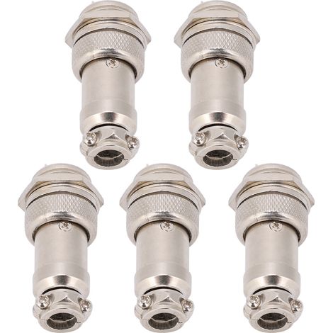 Lot de 5 connecteurs aviation mâles et femelles pour panneaux de câblage, châssis d'alimentation, fixations métalliques GX16 16 mm 450 V 2 broches