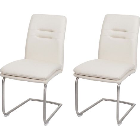 Set 2x sedie sala pranzo soggiorno cucina moderno HHG-930 struttura a slitta tessuto avorio