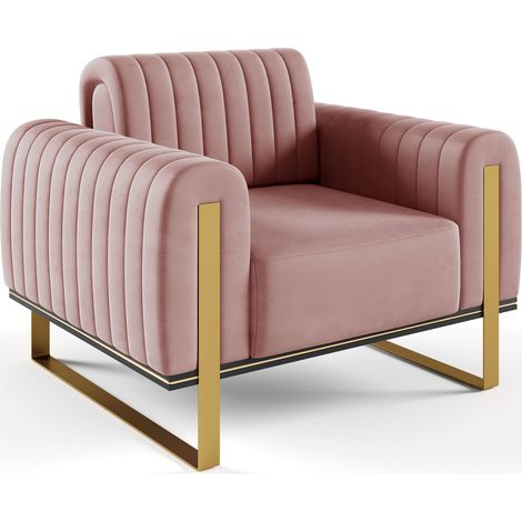 Selsey Parissa - Sessel, Samt Rosa goldene Füße, 106 cm (1/5)
