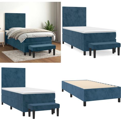 Boxspringbett mit Matratze Dunkelblau 90x190 cm Samt - Samtbett - Boxspringbett - Doppelbett - Bettauflage - Nachttisch - Home & Living (1/5)